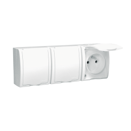 Simon Aquarius Gniazdo hermetyczne potrójne z/u IP54 z klapką pełną białe AQGZ1‑3/11