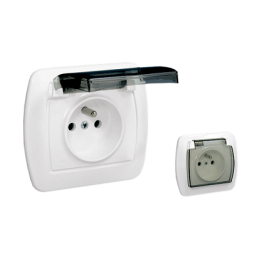 Simon Akord Gniazdo bryzgoszczelne z/u IP44 z klapką dymną białe AGZ1Be/11a