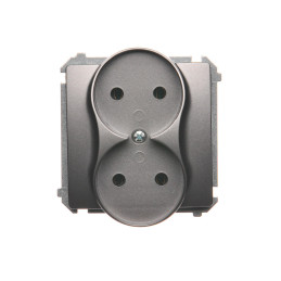 Simon Basic Gniazdo podwójne b/u 16A IP20 stal inox BMG2M.01/21