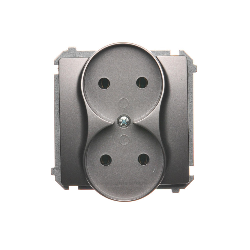 Simon Basic Gniazdo podwójne b/u 16A IP20 stal inox BMG2M.01/21