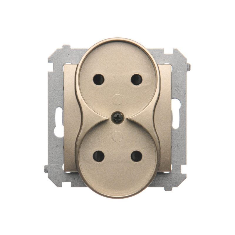 Simon 54 Nature Gniazdo podwójne b/u z przesłonami złoty mat DG2MZN.01/44