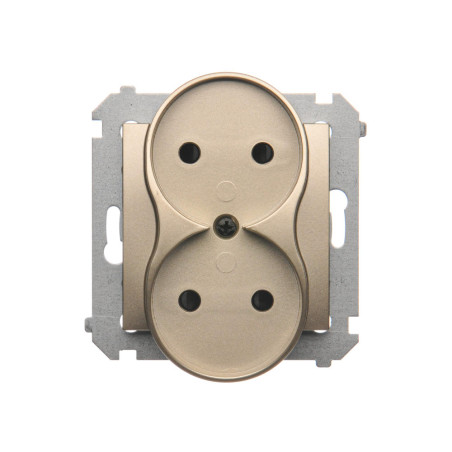 Simon 54 Nature Gniazdo podwójne b/u z przesłonami złoty mat DG2MZN.01/44