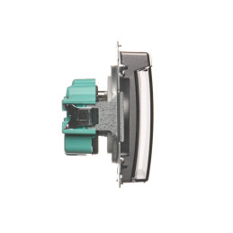 Simon Basic Gniazdo bryzgoszczelne z/u IP44 z klapką dymną stal inox BMGZ1B.01/21a