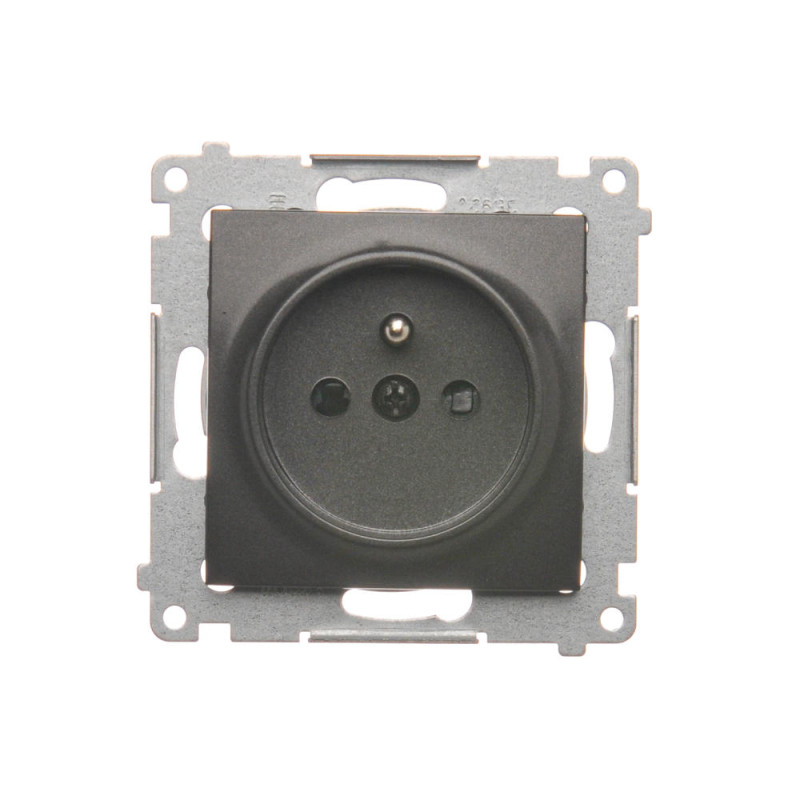 Simon 54 Gniazdo pojedyncze z/u 16A IP20 z przesłoną torów antracyt DGZ1Z.01/48