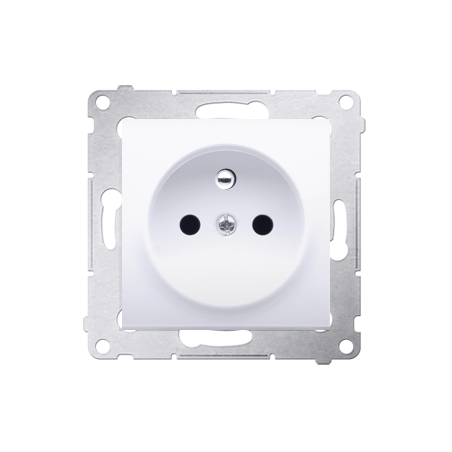 Simon 54 Gniazdo pojedyncze z/u 16A IP20 z przesłoną torów białe DGZ1Z.01/11