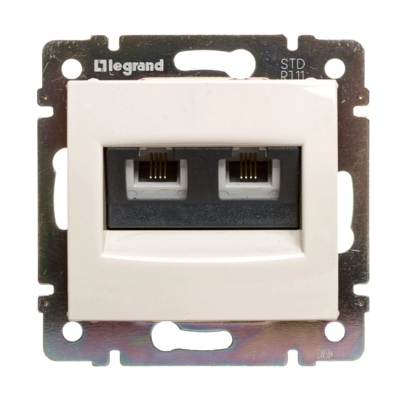 VALENA Gniazdo telefoniczne podwójne RJ11 kremowe 774339