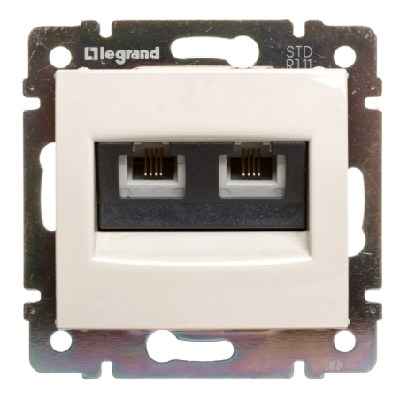 VALENA Gniazdo telefoniczne podwójne RJ11 kremowe 774339