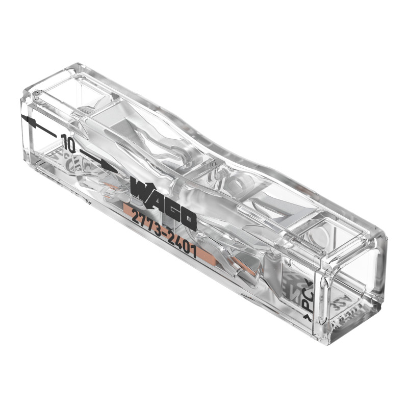 Przelotowa złączka instalacyjna do przewodów sztywnych 2773 Inline do przewodów jedno- i wielodrutowych  transparentny