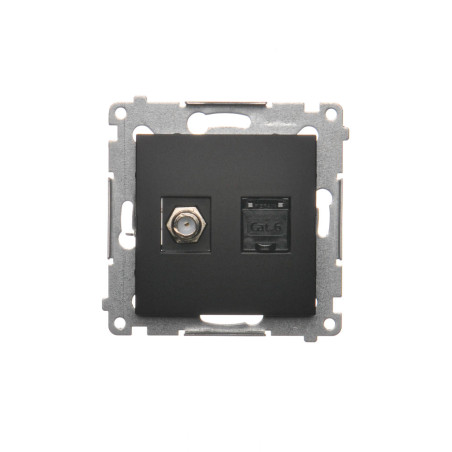 DASFRJ45.01/49 Gniazdo antenowe typu F + RJ45 kat.6 (moduł)  czarny SIMON 54