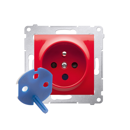 DGD1.01/22 Gniazdo wtyczkowe pojedyncze DATA z kluczem uprawniającym, (moduł), 16A, 250V, zaciski śrubowe, czerwony