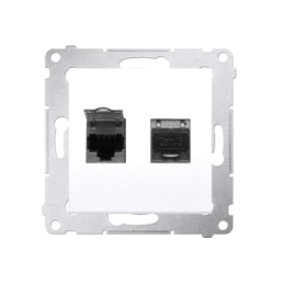 Gniazdo komputerowe podwójne RJ45 kategoria 6 ekranowane z przesłoną przeciwkurzową D62E.01/11 Simon 54