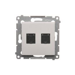 D62.01/11 Gniazdo komputerowe podwójne RJ45 kategoria 6, z przesłoną przeciwkurzową (moduł) biały SIMON 54