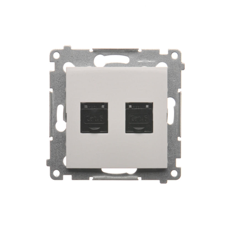 D62.01/11 Gniazdo komputerowe podwójne RJ45 kategoria 6, z przesłoną przeciwkurzową (moduł) biały SIMON 54