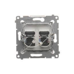 D62.01/11 Gniazdo komputerowe podwójne RJ45 kategoria 6, z przesłoną przeciwkurzową (moduł) biały SIMON 54