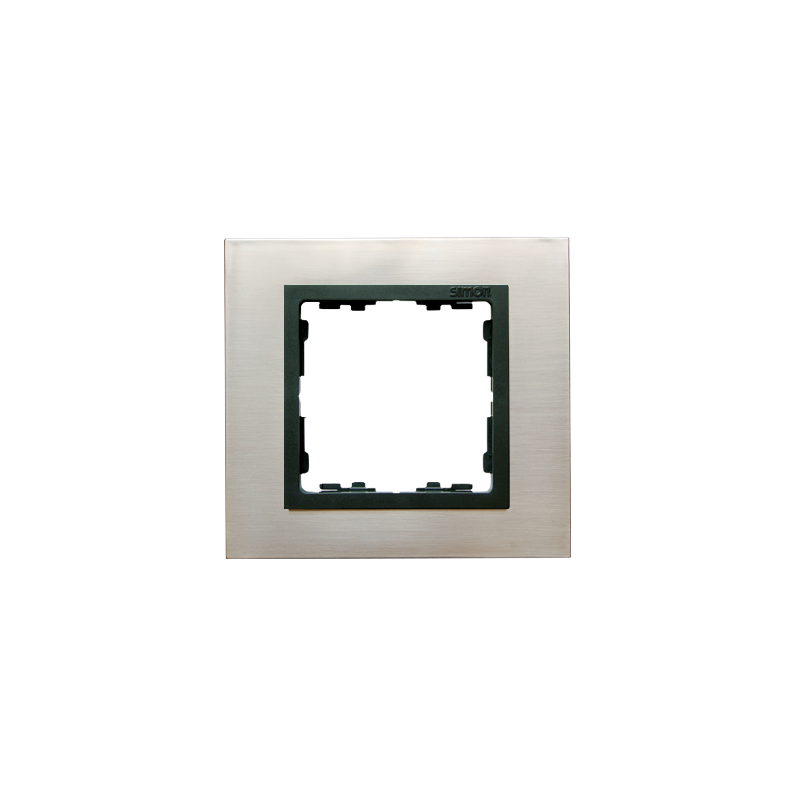 SIMON 82 NATURE Ramka 1-krotna Stal Inox / pierścień grafit 82817-37