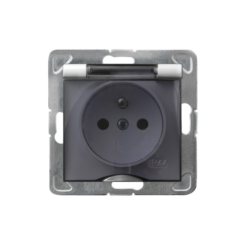 IMPRESJA Gniazdo bryzgoszczelne z uziemieniem, IP-44 , kolor biały