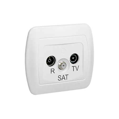 SIMON AKORD Gniazdo antenowe R-TV-SAT końcowe. Może być użyte jako gniazdo zakończeniowe do gniazd przelotowych AAS/11