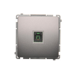 SIMON BASIC Gniazdo telefoniczne RJ11 uniwersalne pojedyncze (moduł). Montaż na łapki lub wkręty  stal inox BMTU.01/21