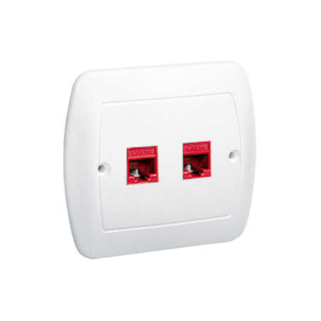 SIMON AKORD Gniazdo komputerowe RJ45 podwójne, kategoria 5e. Montaż do puszki na wkręty  biały AF52/11