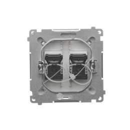 SIMON BASIC Gniazdo komputerowe RJ45, kategoria 6, podwójne z przesłoną przeciwkurzową (moduł). Montaż na łapki BM62.01/29