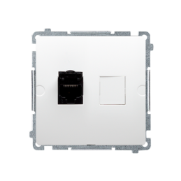 SIMON BASIC Gniazdo komputerowe RJ45 pojedyncze ekranowane z przesłoną przeciwkurzową (moduł) białe BM61E.01/11