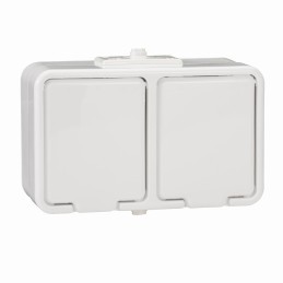 CEDAR Gniazdo hermetyczne podwójne z/u IP44 16A białe NT230H01