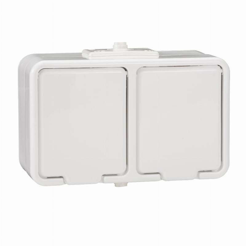 CEDAR Gniazdo hermetyczne podwójne z/u IP44 16A białe NT230H01