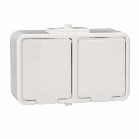 CEDAR Gniazdo hermetyczne podwójne z/u IP44 16A białe NT230H01