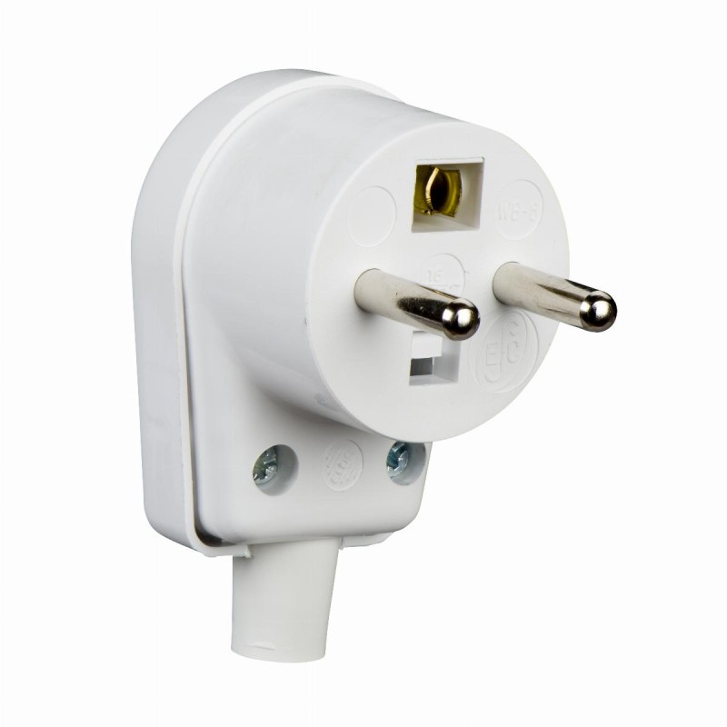 Wtyczka 2P+PE, boczne wyprowadzenie przewodu, biały