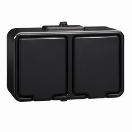 Cedar, gniazdo podwójne 2P+PE, IP44, czarny