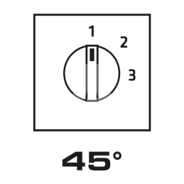 Szara tabliczka z czarnym pokrętłem 1-2-3