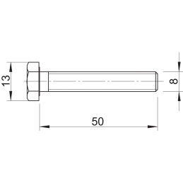 Śruba z łbem sześciokątnym SKS M8x50 ZL