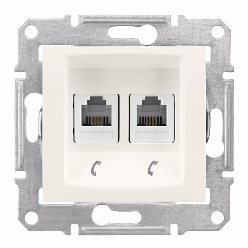 Sedna, gniazdo telefoniczne 2x RJ11, kremowy