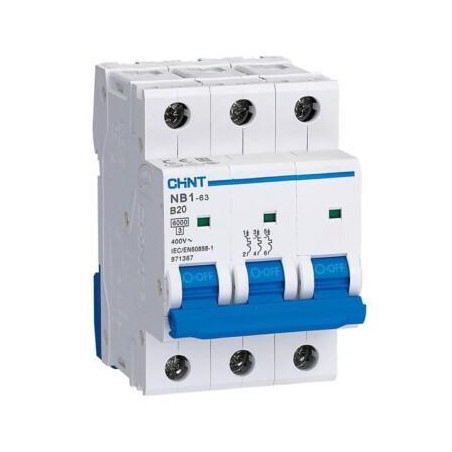Wyłącznik nadmiarowo-prądowy 6kA NB1-63 C20A 3P 971368