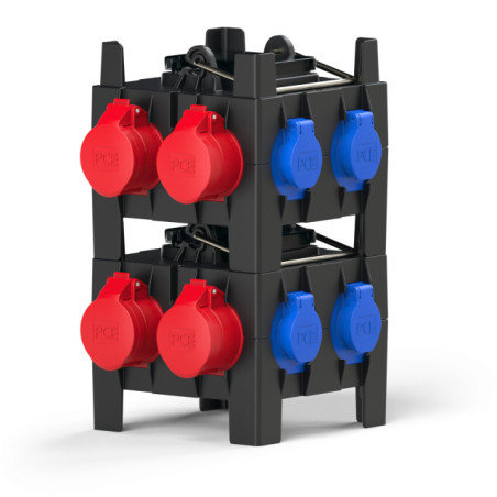 ROZDZIELNICE PRZENOŚNE Z TWORZYWA TYPU „NYSA”  Wejście 2mb H05RN-F 3G2,5 + wtyczka gum. 16/3 230V Wyjście 7xGS