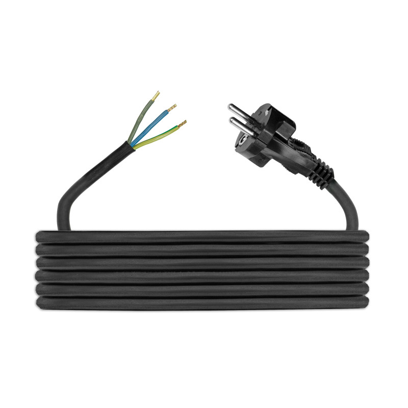 Przewód przyłączeniowy gumowy H05RR-F 3x2,5mm2 - 5m, wtyczka zalewana prosta uni-schuko, czarny