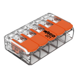 Szybkozłączka z dźwignią 5-torowa 0.5 mm²/6 mm² WAGO 221-615