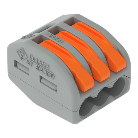 Szybkozłączka 3-torowa 0.8 mm²/4 mm² WAGO 222-413
