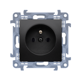 SIMON 10 Gniazdo wtyczkowe z uziemieniem pojedyncze (moduł) 16A, 250V~, szybkozłącza czarny mat CGZ1C.01/49