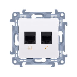 Simon 10 wc-6txxxxx-01-11xx Gniazdo RJ45 kat. 6 + gniazdo telefoniczne RJ11 (moduł)  biały