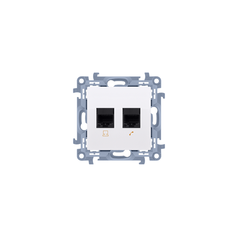 Simon 10 wc-6txxxxx-01-11xx Gniazdo RJ45 kat. 6 + gniazdo telefoniczne RJ11 (moduł)  biały
