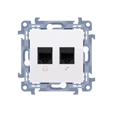 Simon 10 wc-6txxxxx-01-11xx Gniazdo RJ45 kat. 6 + gniazdo telefoniczne RJ11 (moduł)  biały