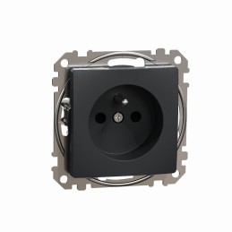 Gniazdo zasilające 2P+PE z przesłonami torów prądowych, czarny antracyt, Sedna Design i Elements SDD114011