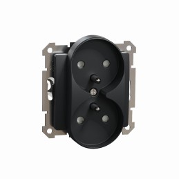 Sedna Design gniazdo 2x2P+PE z przesłonami do ramek Sedna Design czarny antracyt SDD114275