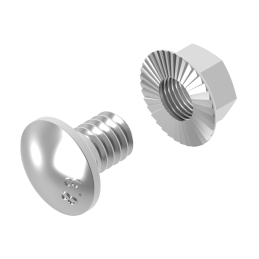 SGKM8x14E Śruba z łbem grzybkowym + nakrętka kołnierzowa ząbkowana