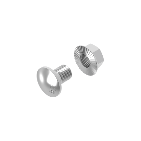 SGKM8x14E Śruba z łbem grzybkowym + nakrętka kołnierzowa ząbkowana