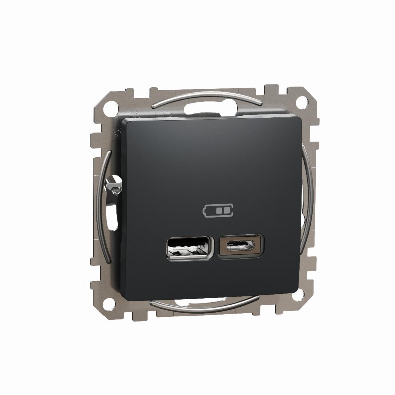 Gniazdo ładowania USB A+C 2,4 czarny antracyt Sedna D&E SDD114402