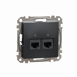 Sedna Design & Elements, gniazdo komputerowe 2xRJ45 kat.5e UTP, czarny antracyt