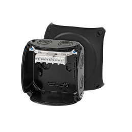 KF 0604 B Puszka do inst. zewn., czarna, IP 66/IP 67, 130x130x77, z zac. 5-bieg., 4 mm2, Cu