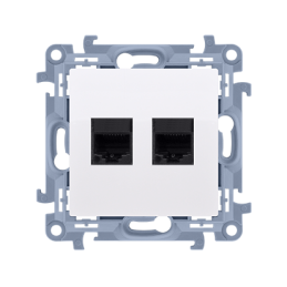 Gniazdo komputerowe RJ45 kategoria 5e + telefoniczne RJ11 (moduł)  biały